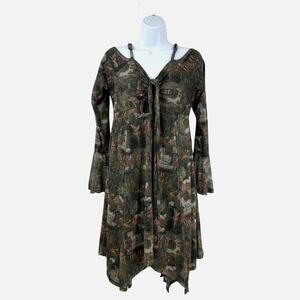 Thorn & Fable Babydoll Midi Dress L Forest Fairy Mushroom Unicorn Whimsical Y2K